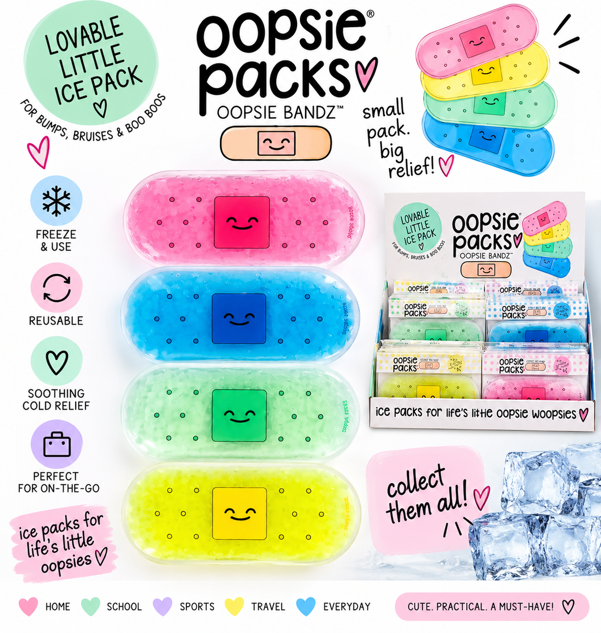 Oopsie Packs – Reusable Gel Ice Packs | Cute Boo-Boo Buddies