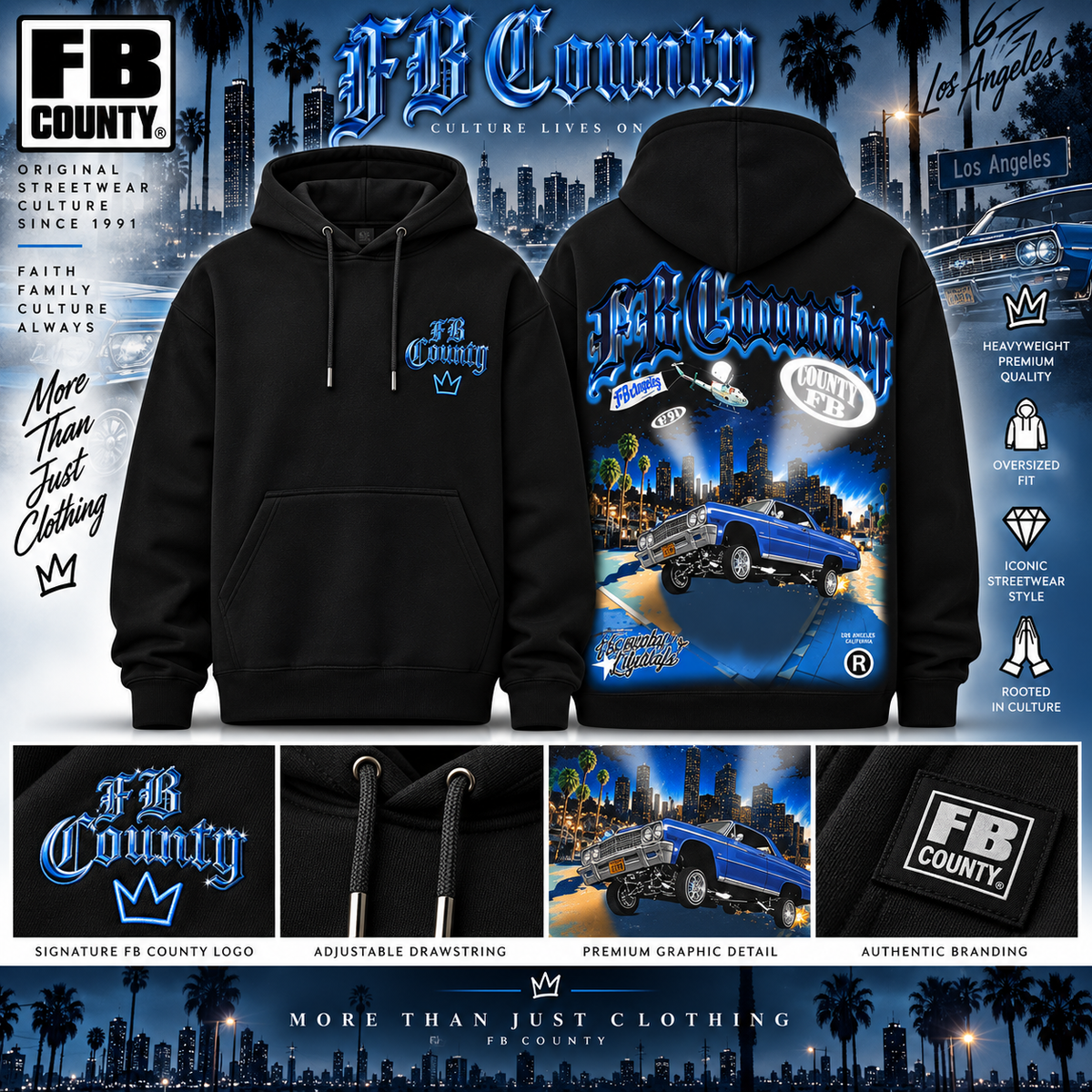 FB County Heavyweight Oversized Graphic Pullover Hoodies