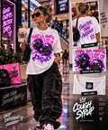 That's an Awful Lot of Cough Syrup – Pink & Purple Skull Graphic Tee | White