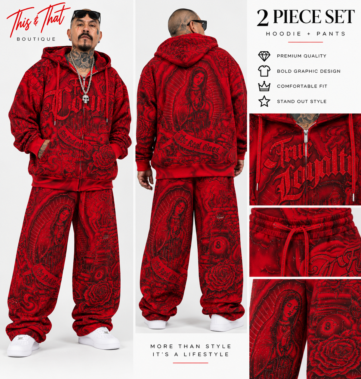 FB County Iced Out Red Streetwear Hoodie