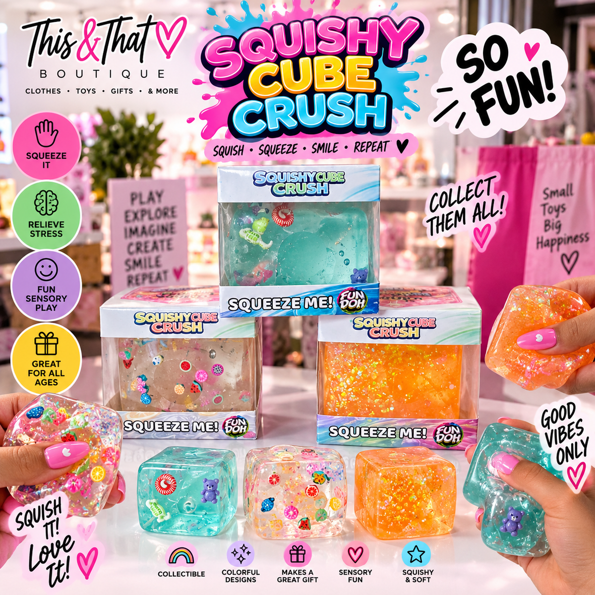 Squishy Cube Crush – Sensory Fidget Toy