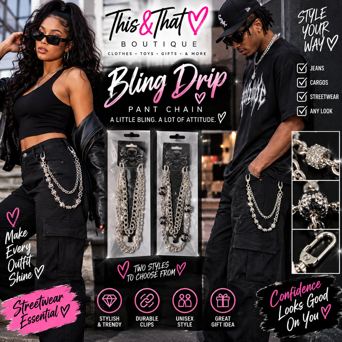 Bling Drip Double Chain – Silver