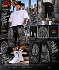 FB County Rhinestone Fleece Shorts – Black