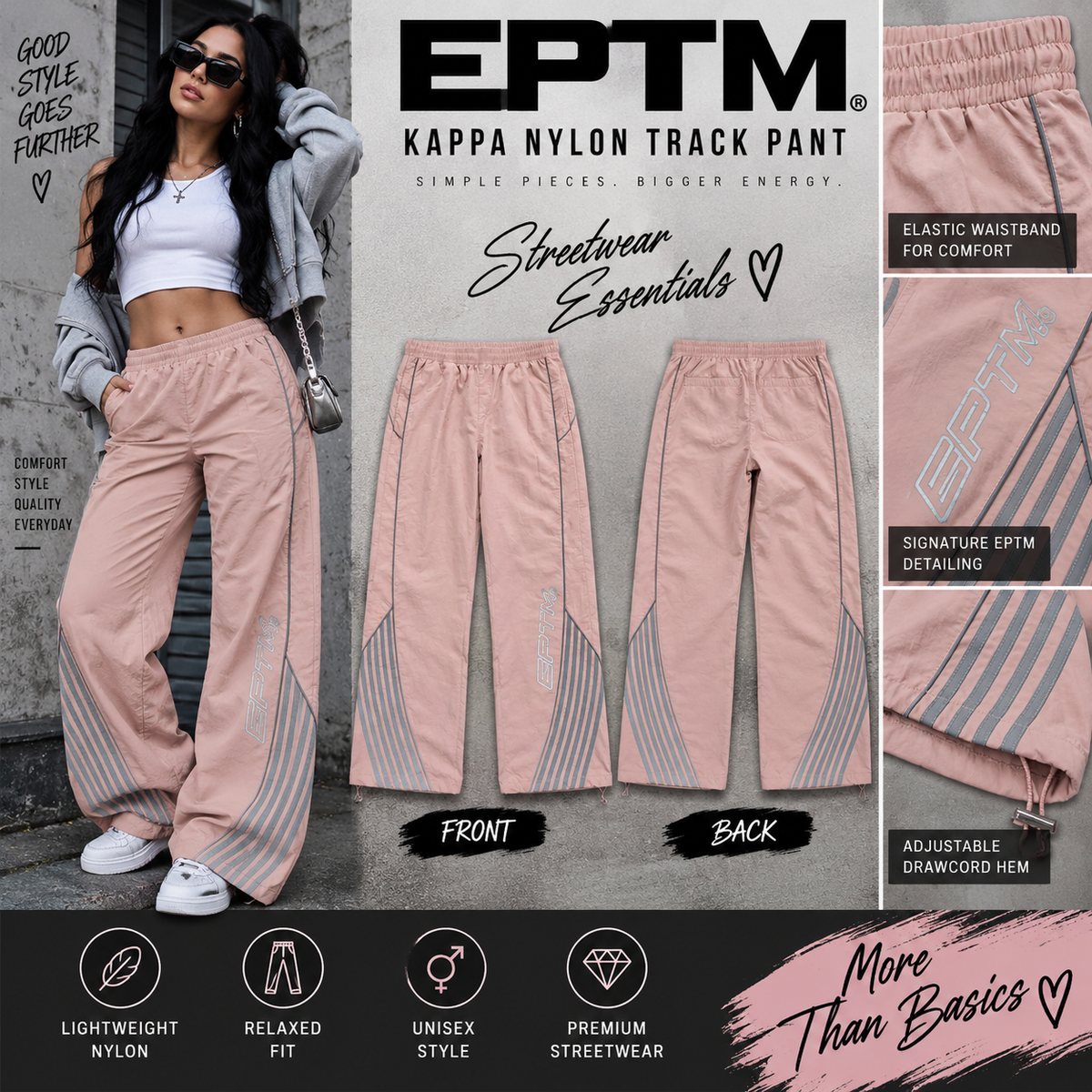EPTM Kappa Nylon Track Pants