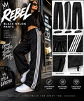 Rebel Black Nylon Track Pants – Streetwear Edition