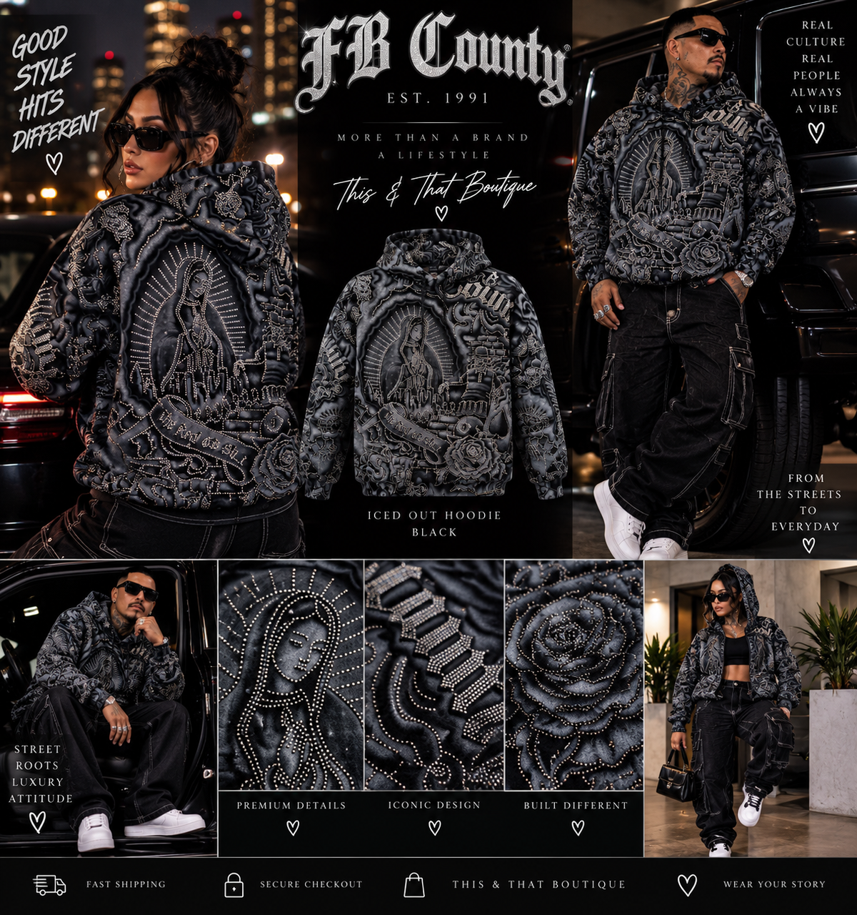 🖤✨ FB County Iced Out Hoodie – Black