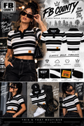 FB County Classic Striped Charlie Brown Crop Top