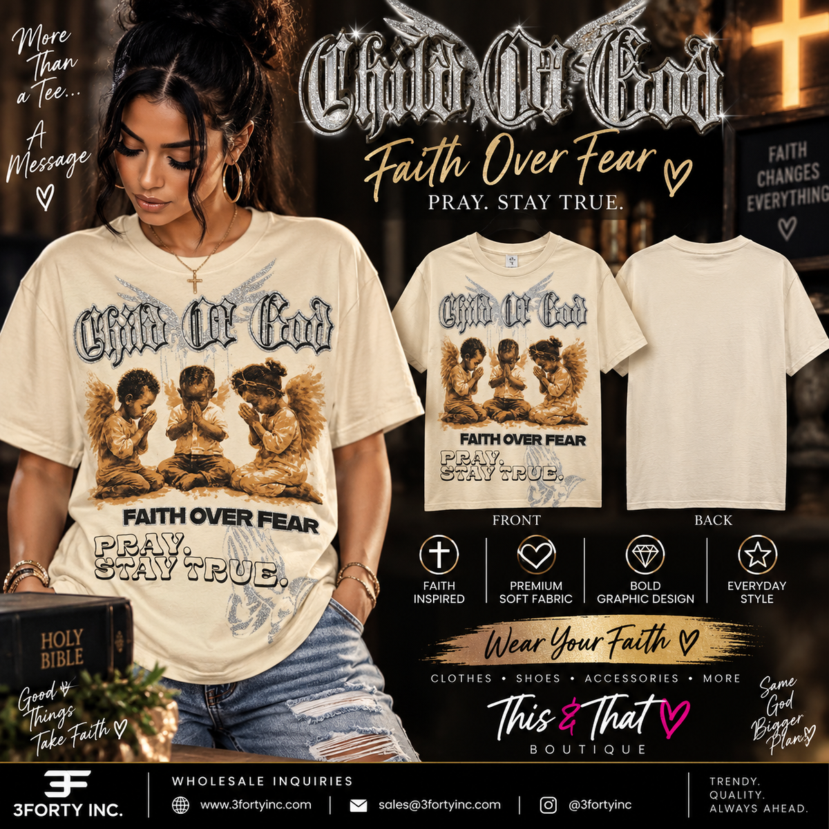 Child of God Angel Tee – Cream