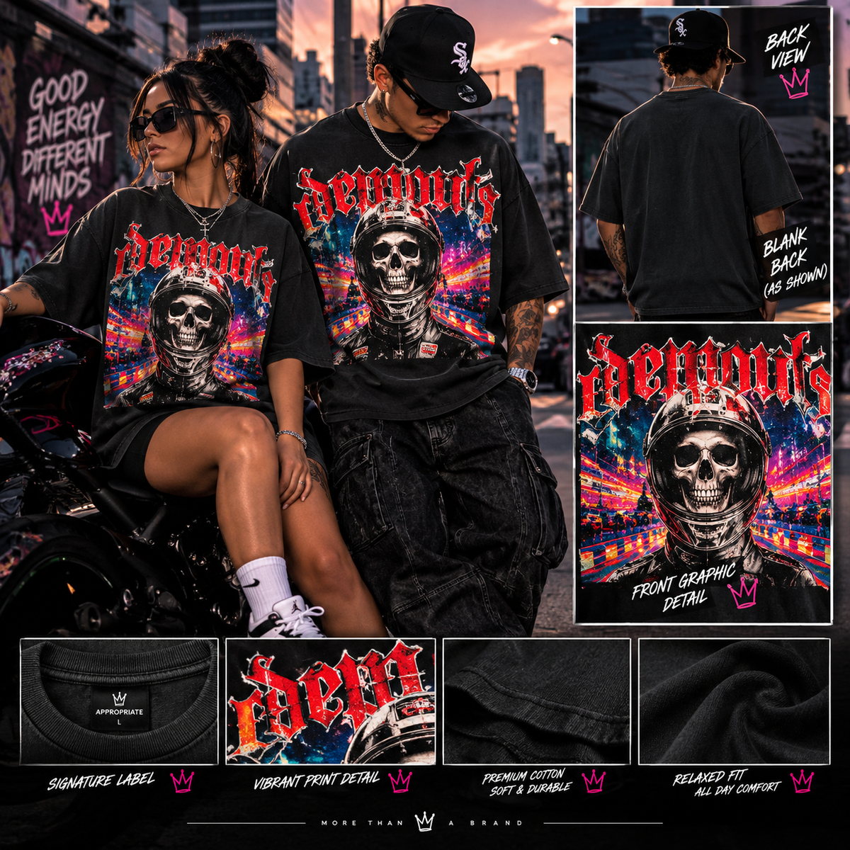 Skull Racer Oversized Tee
